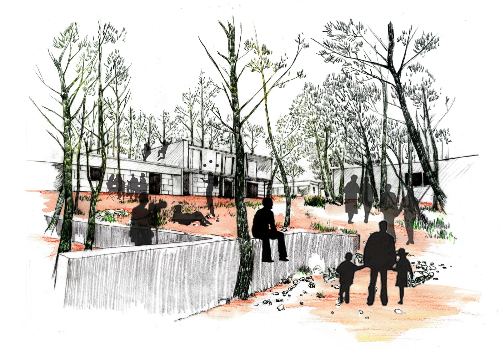 Dessin forêt habitée Frange ville nature Marseille Vallon de la mûr®Hermeline Carpentier